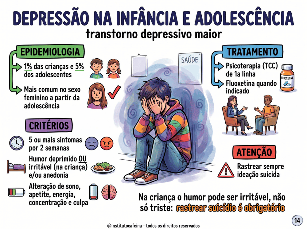 Página ilustrada sobre transtornos de ansiedade na infância