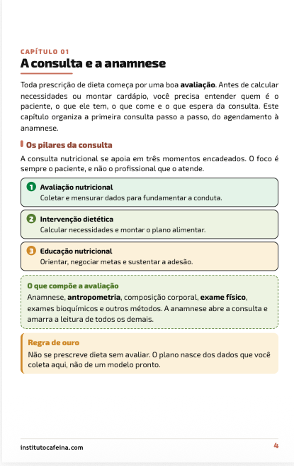 Página 1 do caderno de bolso de prescrição de dietas