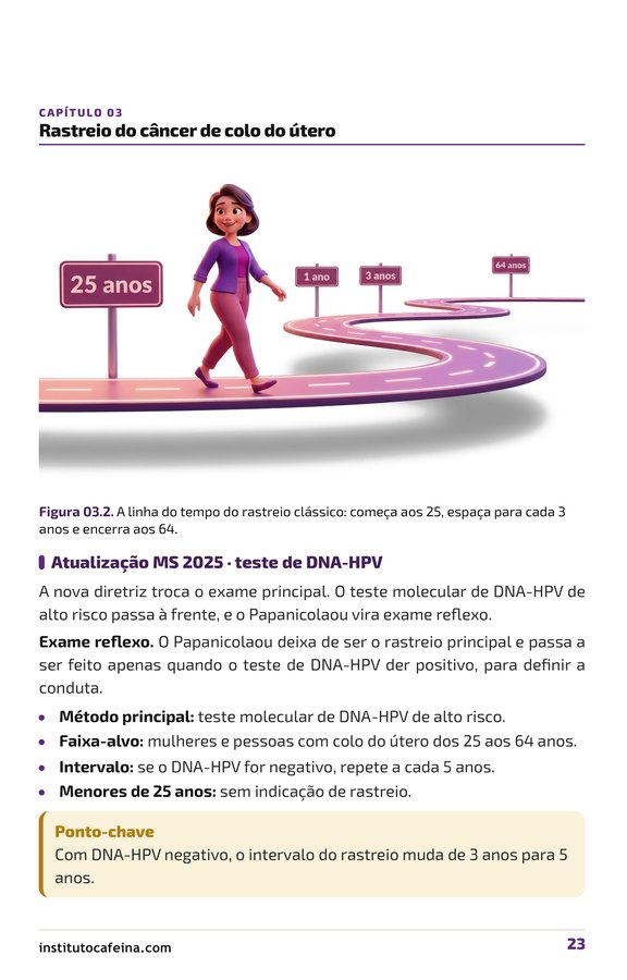 Página do rastreio DNA-HPV dos 25 aos 64 anos