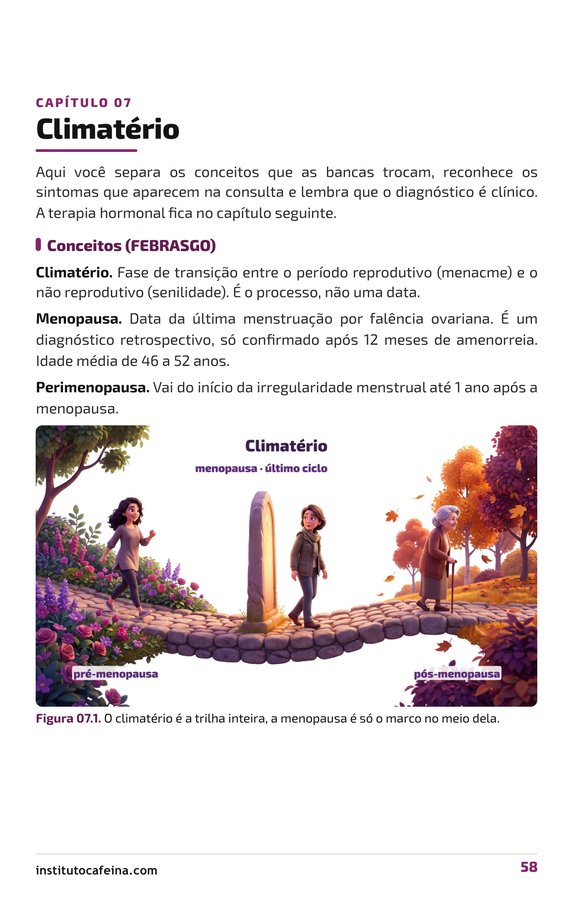 Página do climatério: pré-menopausa, menopausa e pós-menopausa