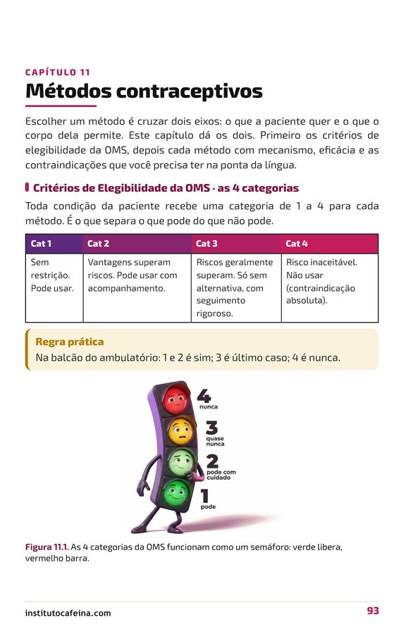 Página do semáforo dos critérios de elegibilidade da OMS