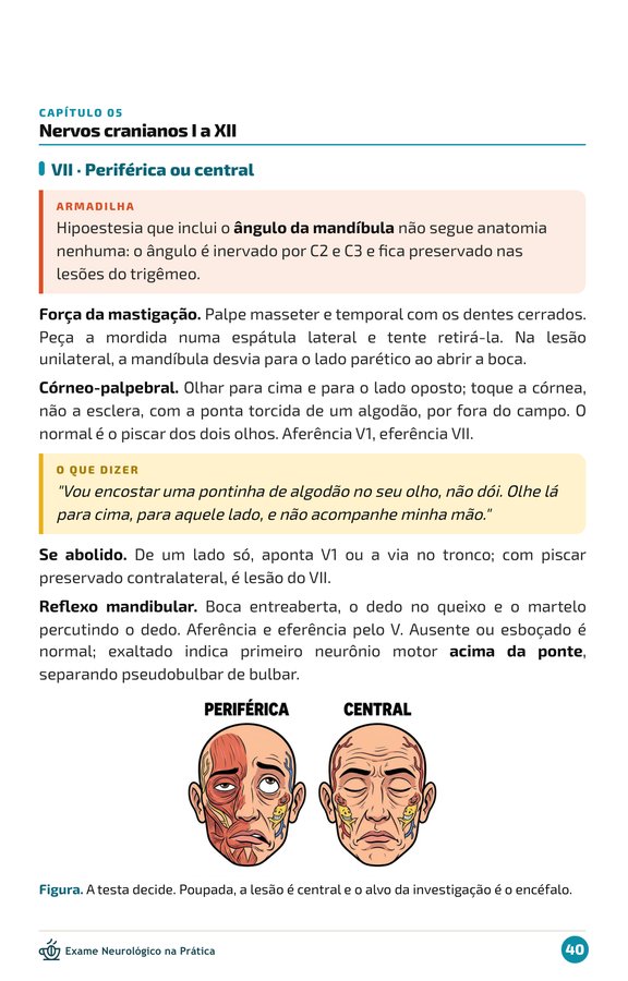 Página de paralisia facial periférica ou central