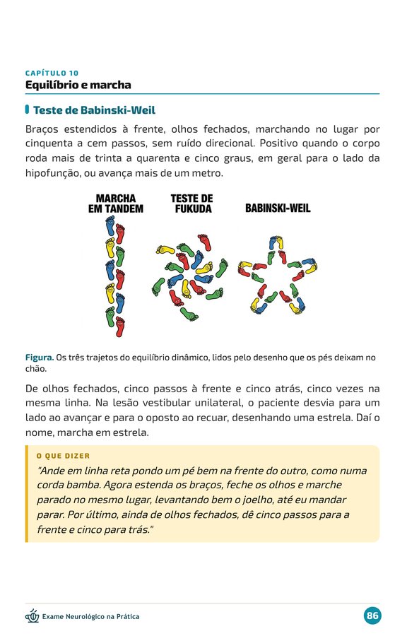 Página de equilíbrio e marcha